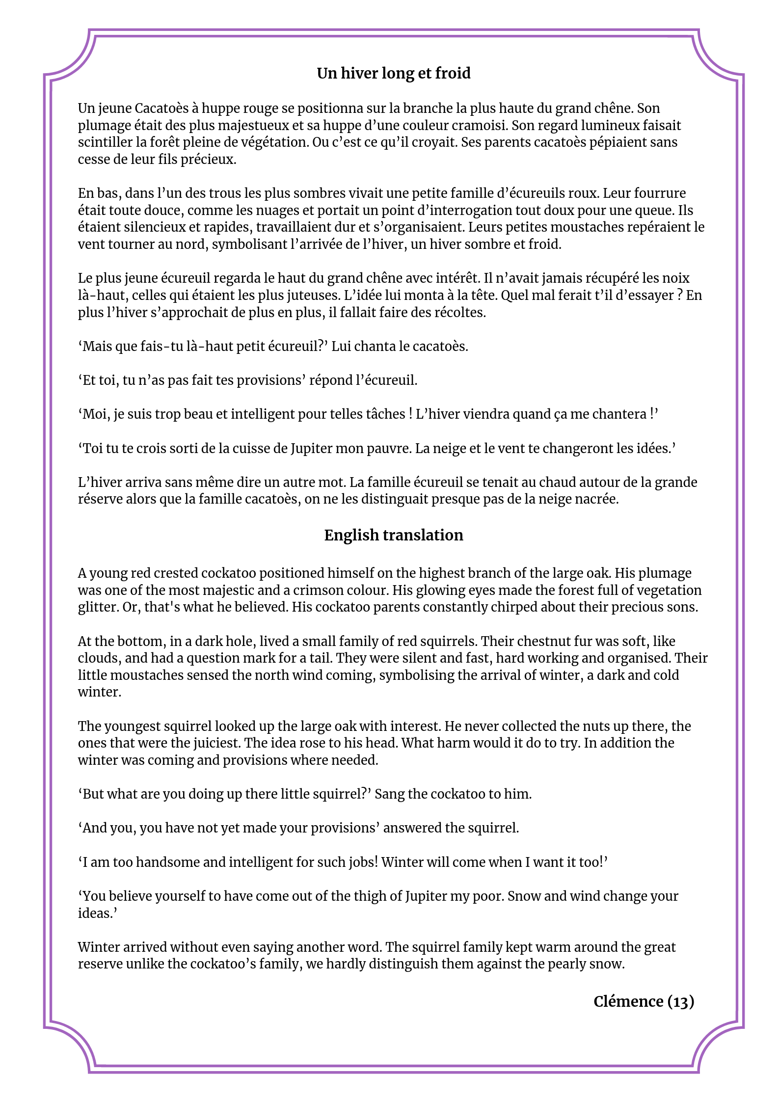 Fabulous translation_Clemence