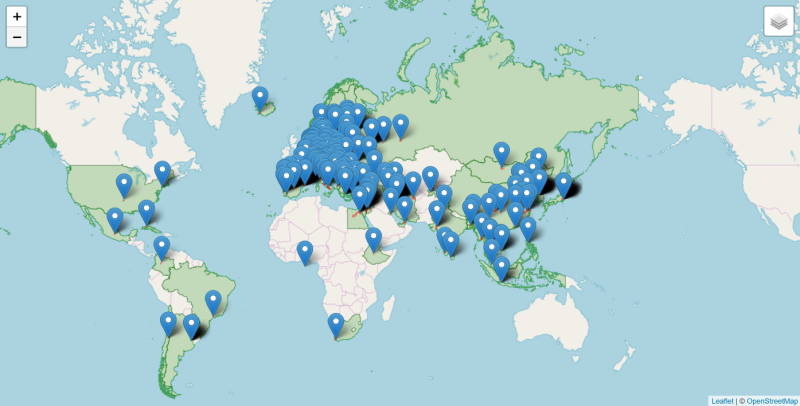 Map of Jane Eyre translations 1