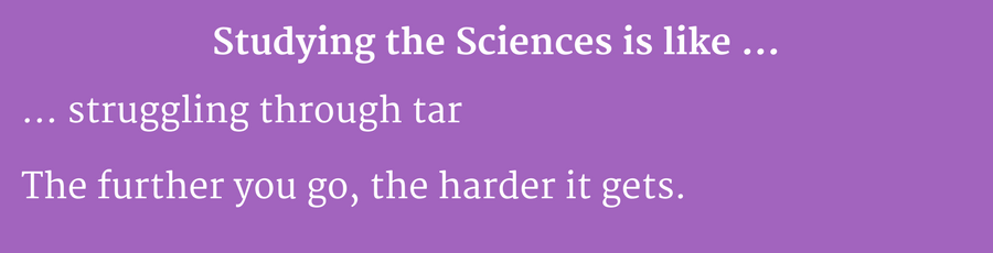 Studying sciences is like struggling through tar