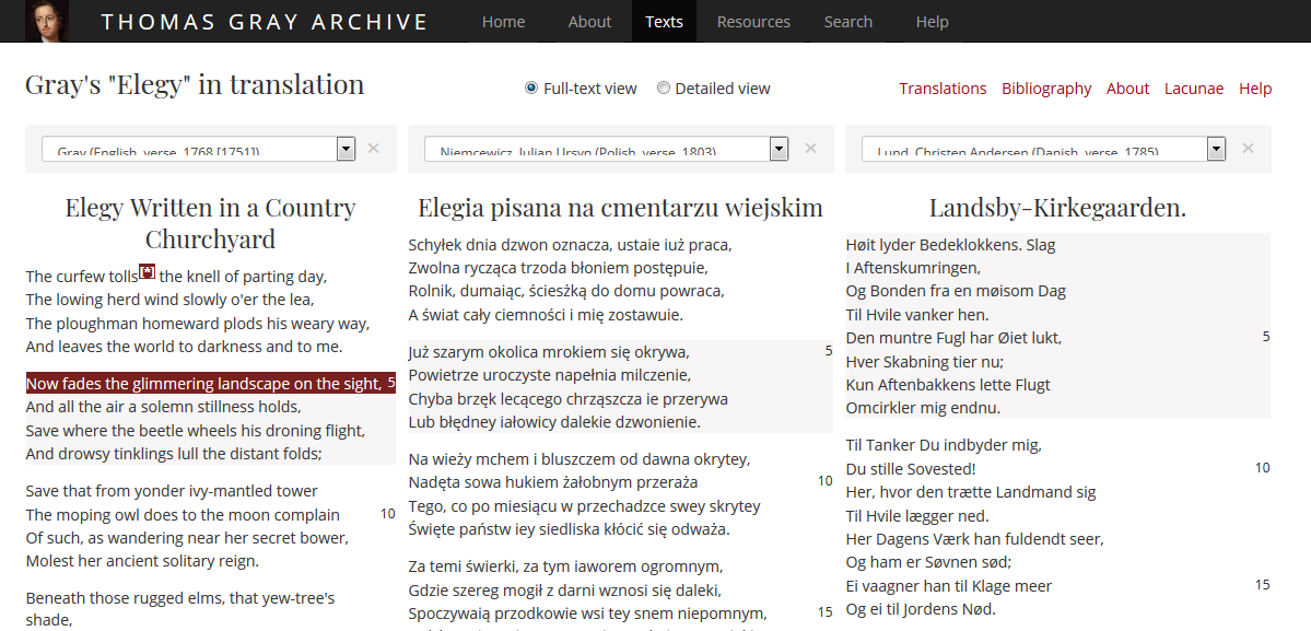 Screenshot of translation website