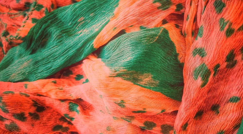 dyed green and orange fabric