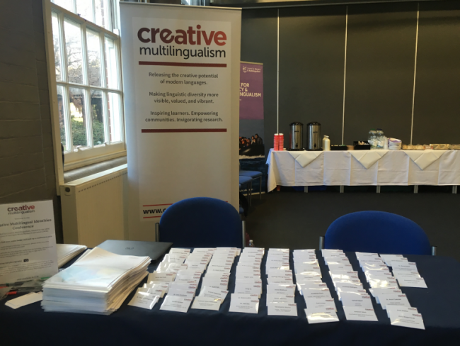 Photo of conference welcome table