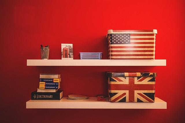 Dictionary by US and UK flags